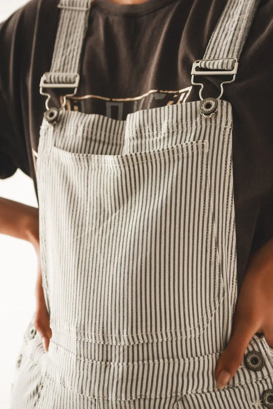 Salopette jumpsuit in grey stripes - Jumpsuits