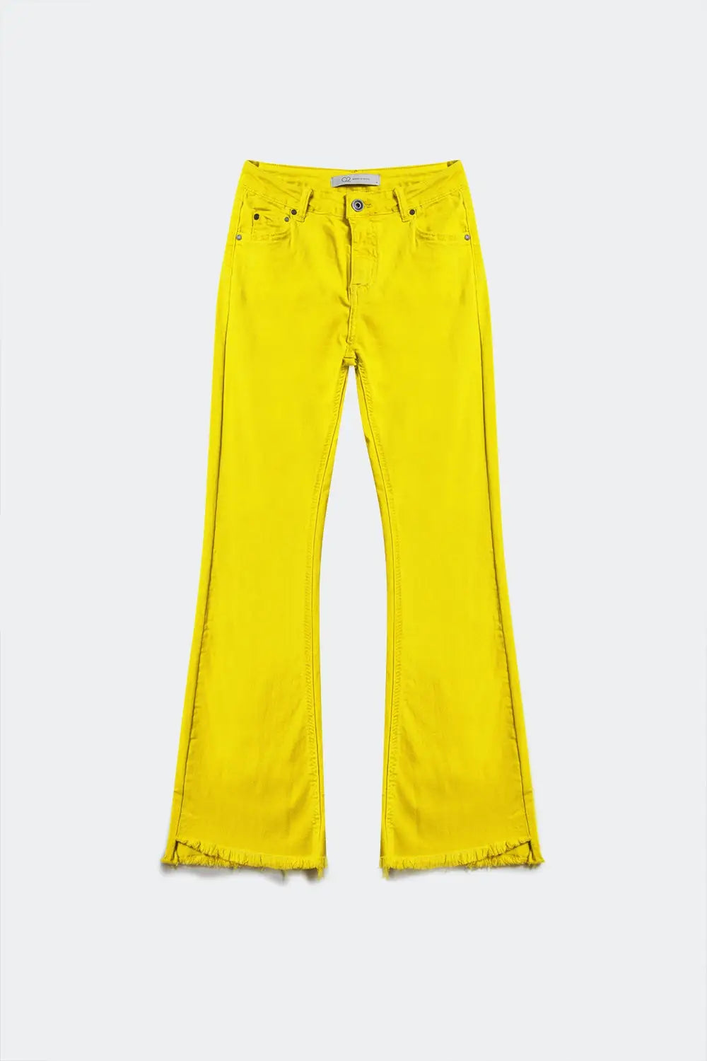 Flare jeans with raw hem edge in yellow - Colored Jeans