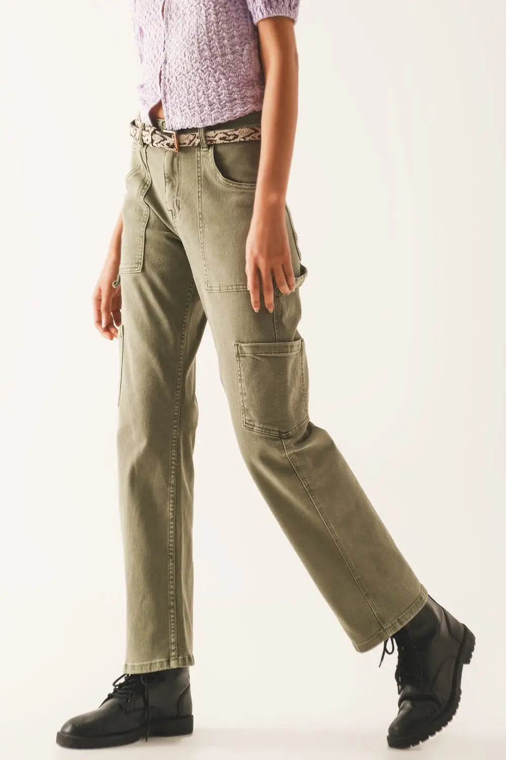 Cargo pants in khaki - Colored Jeans