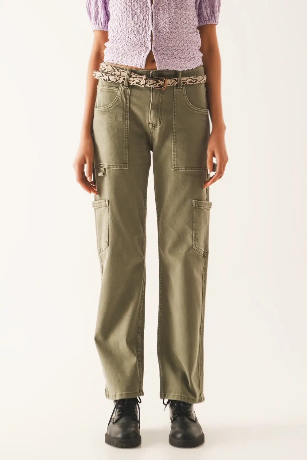 Cargo pants in khaki - Colored Jeans