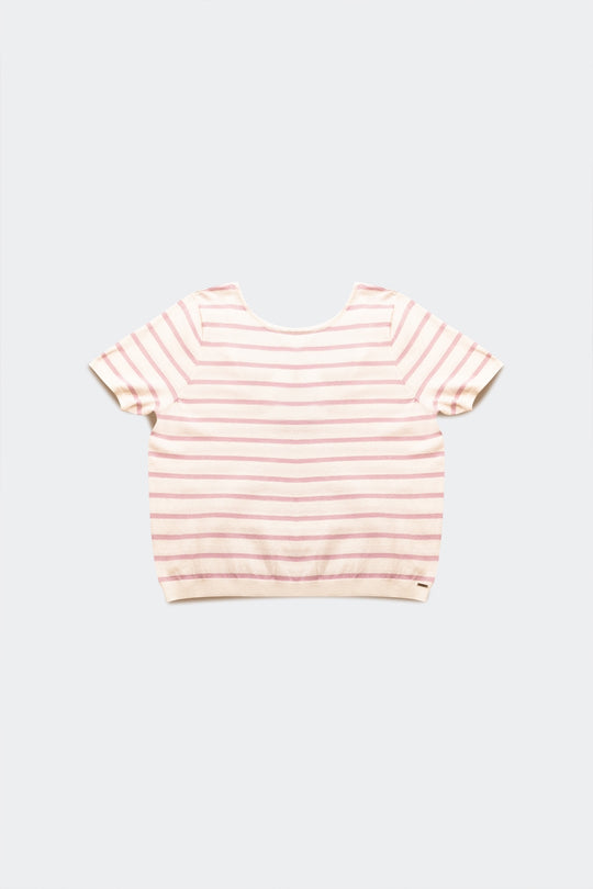 Open back lace up stripes jumper in lilac