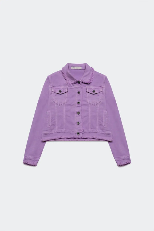 Raw edge denim jacket in purple - Jackets