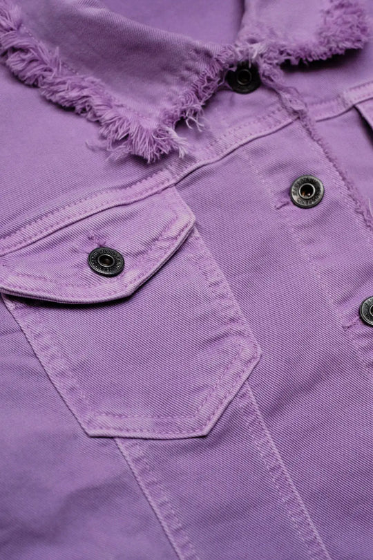 Raw edge denim jacket in purple - Jackets