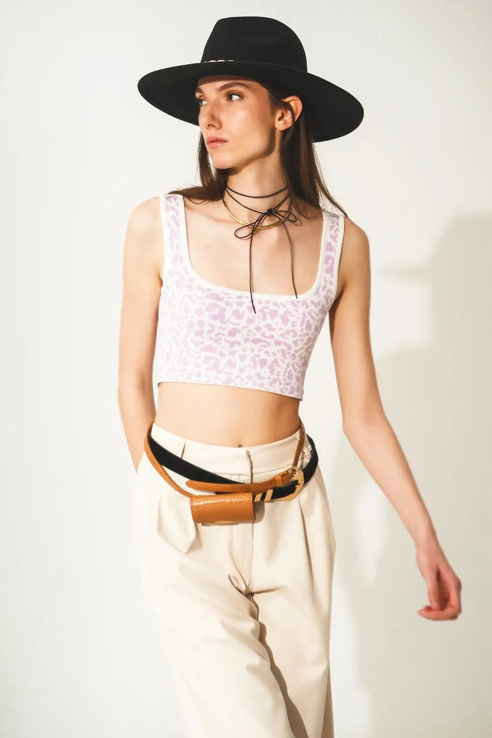 Lightweight knit top in lilac animal print - Tops Sweaters