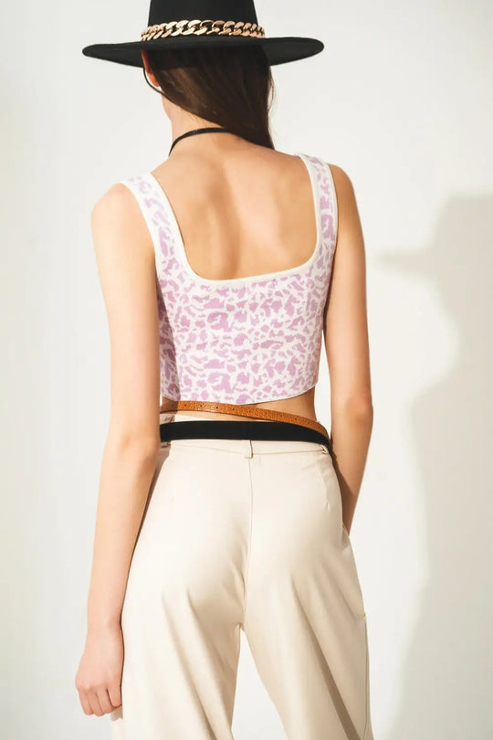 Lightweight knit top in lilac animal print - Tops Sweaters