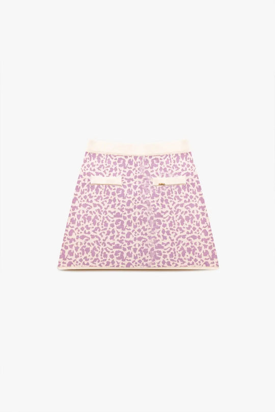 Lightweight knit mini skirt in lilac animal print - Skirts