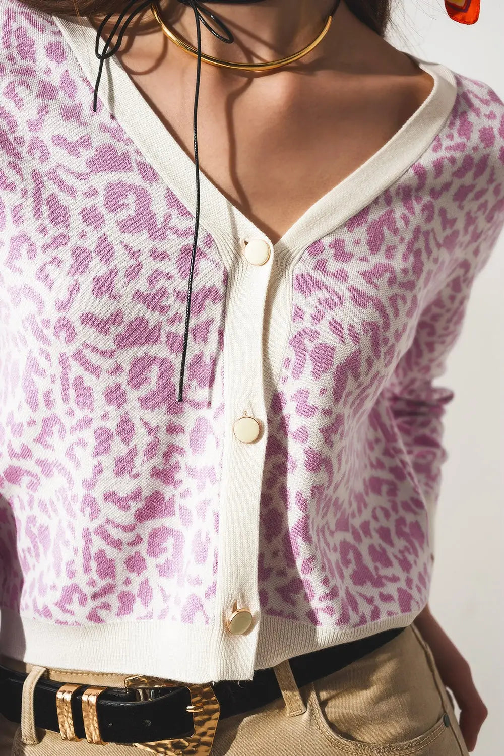 Lightweight knitted cardigan in lilac animal print - Cardigans