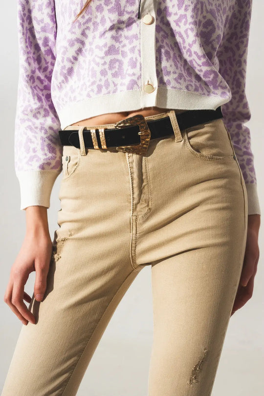 High waisted skinny jeans in beige - Colored Jeans