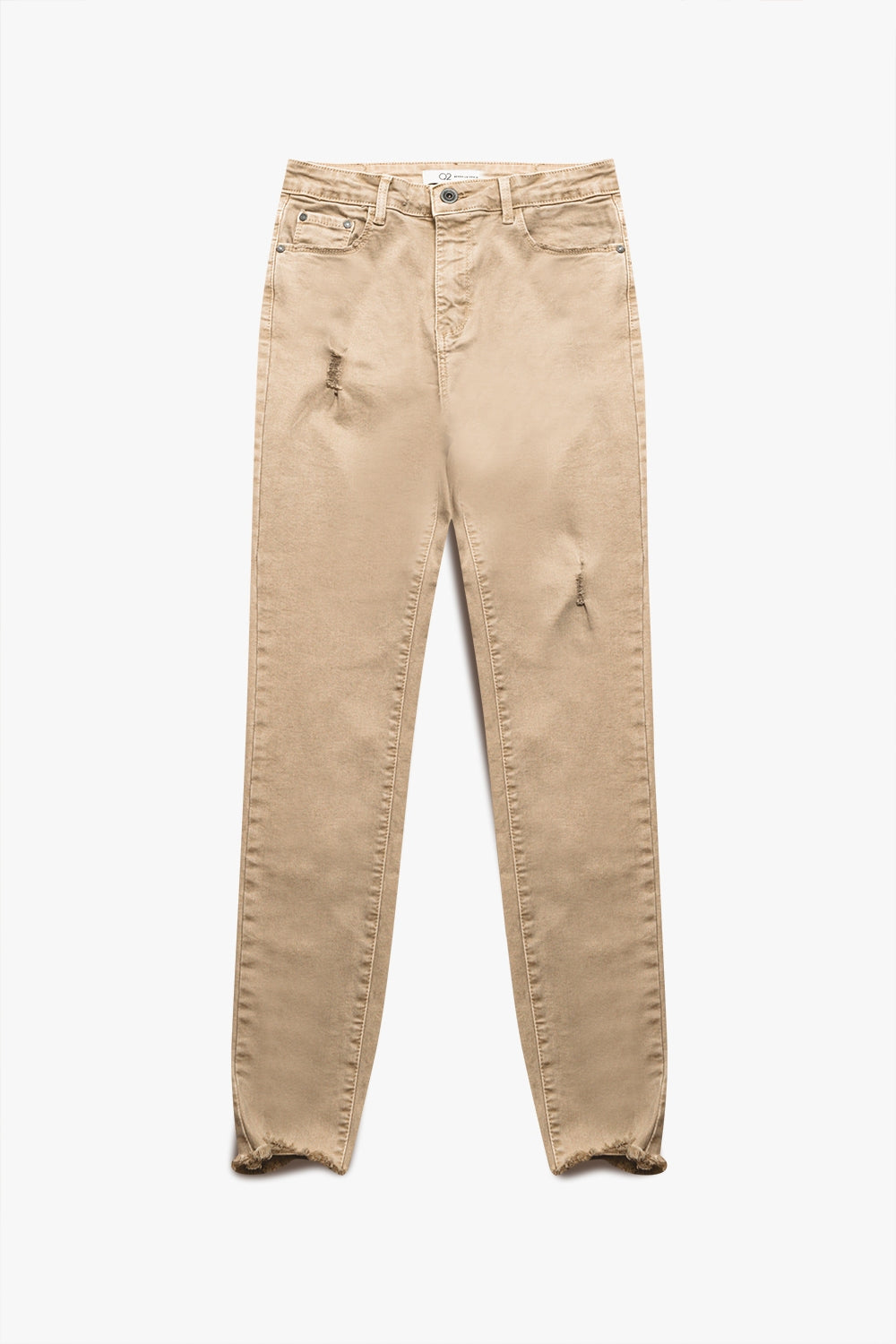 High waisted skinny jeans in beige