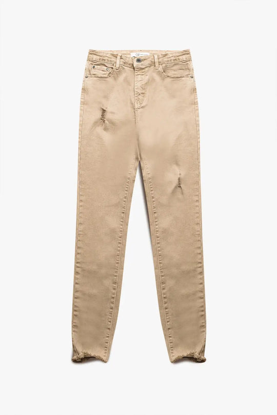High waisted skinny jeans in beige - Colored Jeans