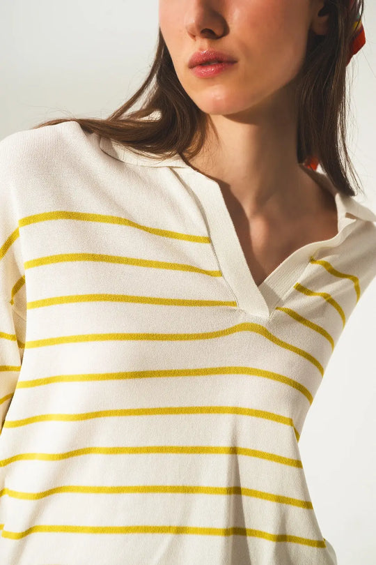 Vintage 70s stripe green polo neck jumper - Sweaters