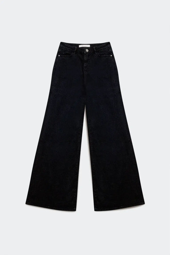 Cotton blend wide leg jeans in black - Colored Jeans
