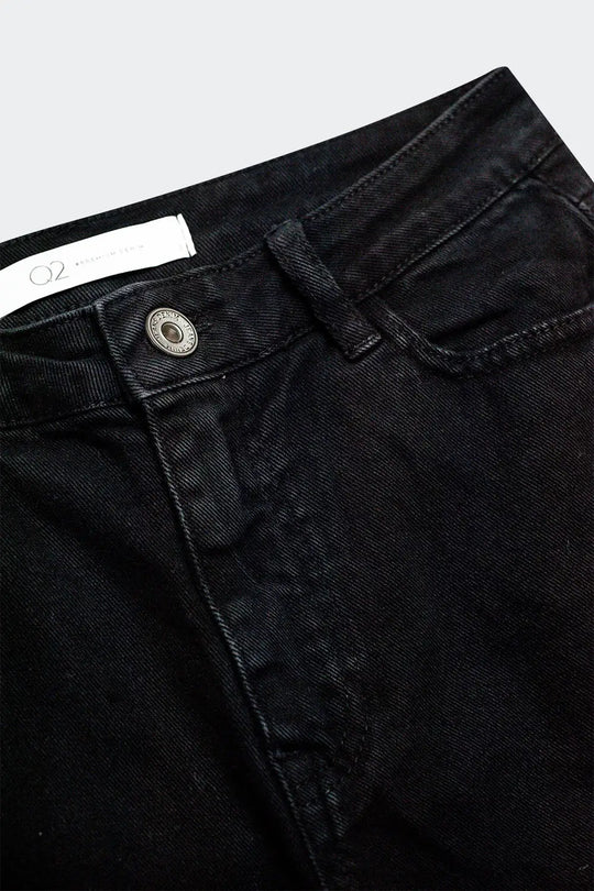 Cotton blend wide leg jeans in black - Colored Jeans
