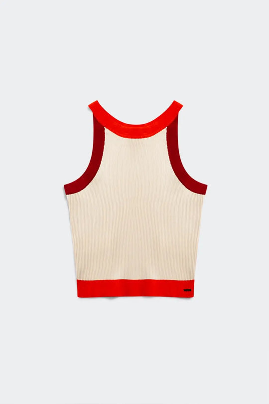 Ribbed cropped vest top in red - Tops