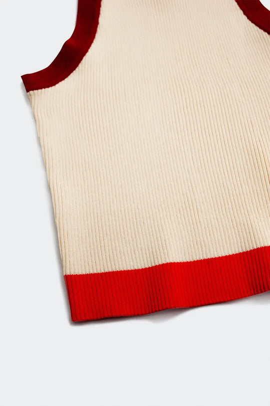 Ribbed cropped vest top in red - Tops