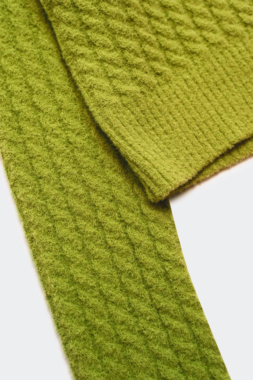 Round neck cable knit crop jumper in lime green - Sweaters
