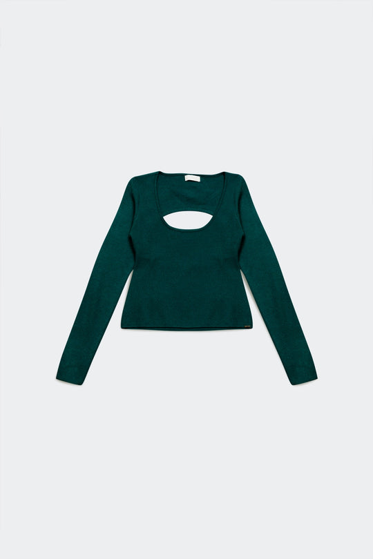 Open back jumper in green