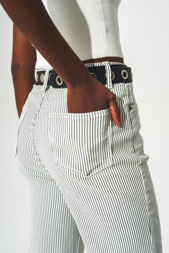 Flared stripe pants in grey - Colored Jeans