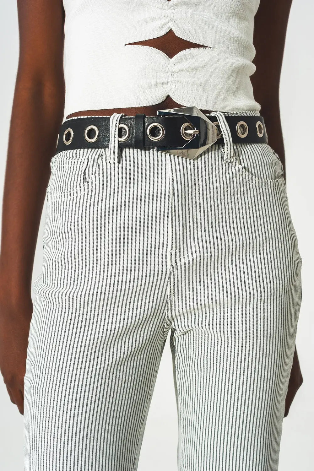 Flared stripe pants in grey - Colored Jeans