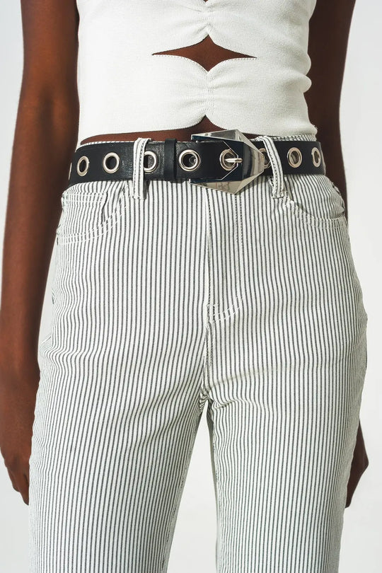 Flared stripe pants in grey - Colored Jeans