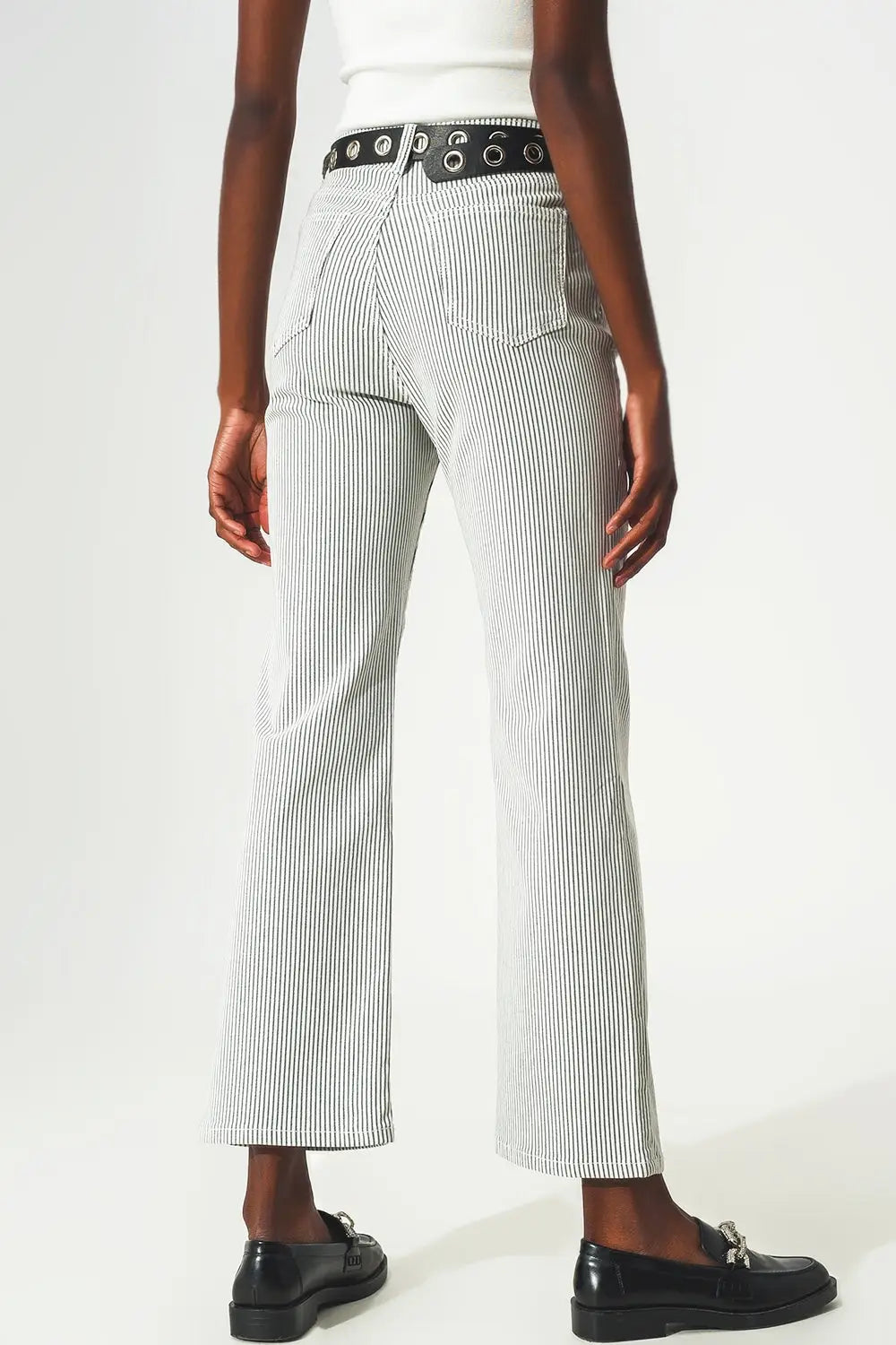 Flared stripe pants in grey - Colored Jeans