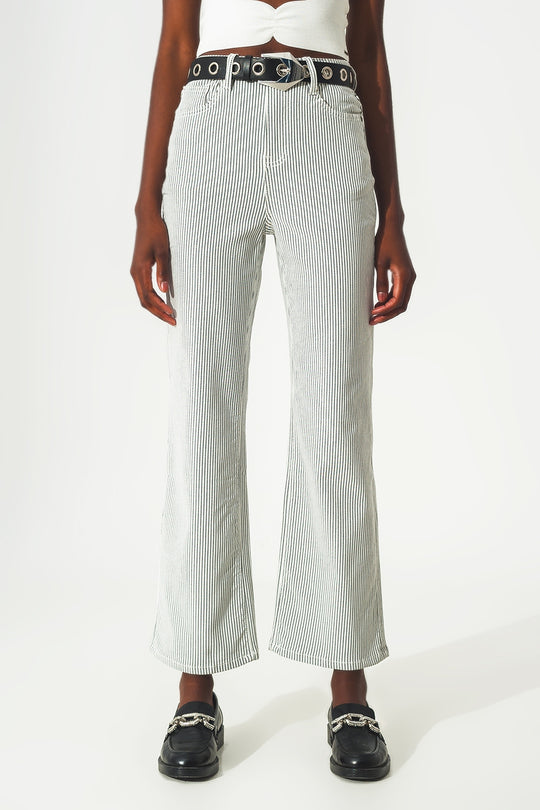 Flared stripe pants in grey