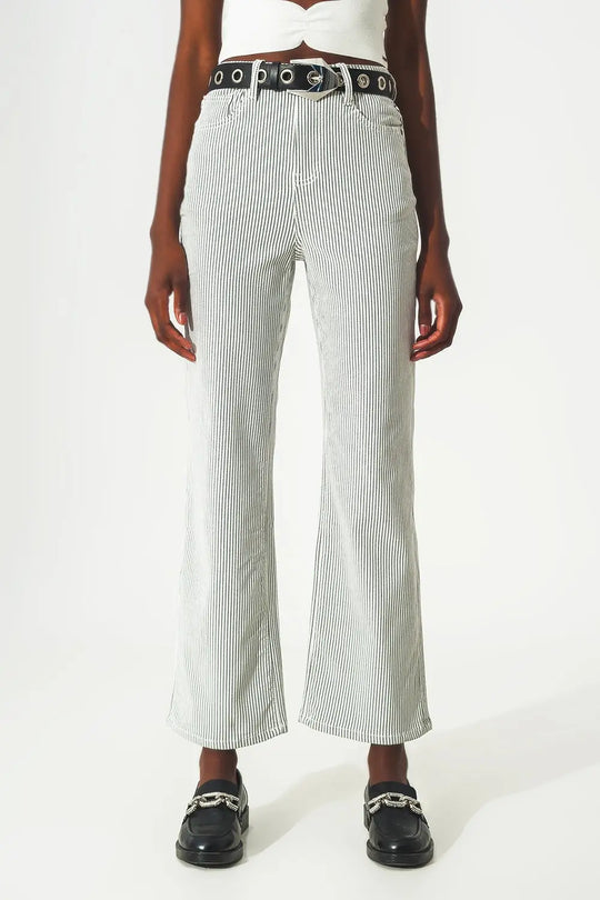 Flared stripe pants in grey - Colored Jeans