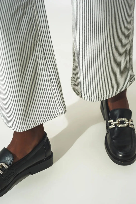 Flared stripe pants in grey - Colored Jeans