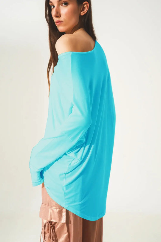 Long sleeve top in modal blue - BLUE / ONE - T-Shirts
