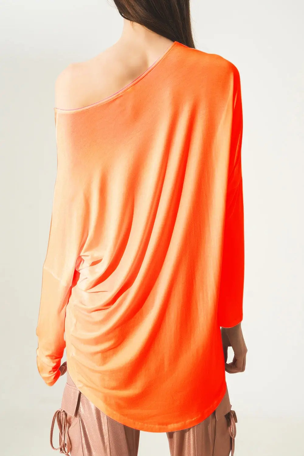 Long sleeve top in hot orange modal - ORANGE / ONE - T-Shirts