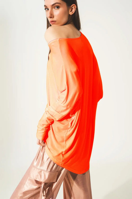 Long sleeve top in hot orange modal - ORANGE / ONE - T-Shirts