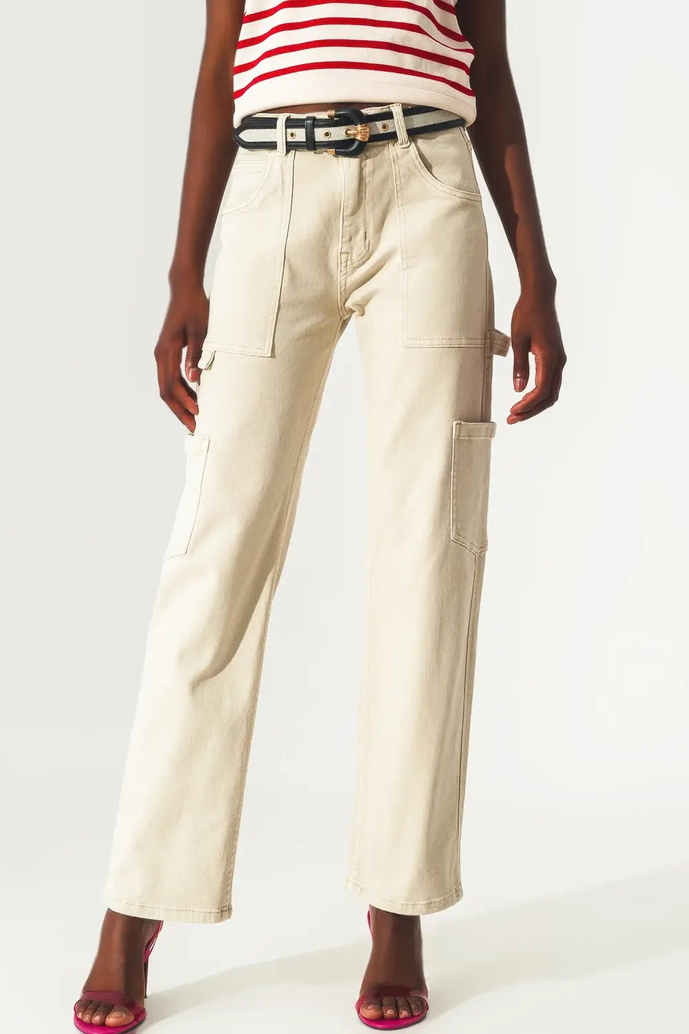 Cargo pants in beige - Colored Jeans