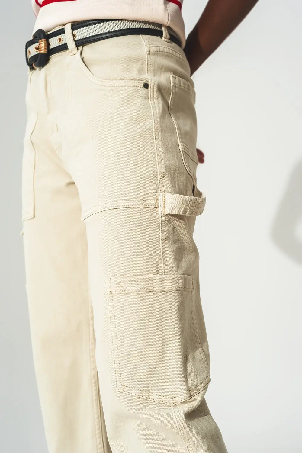 Cargo pants in beige - Colored Jeans