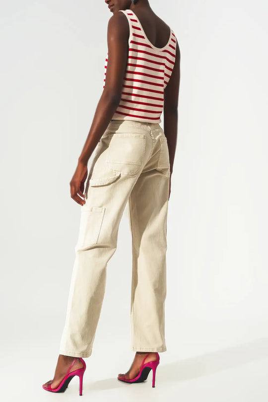 Cargo pants in beige - Colored Jeans