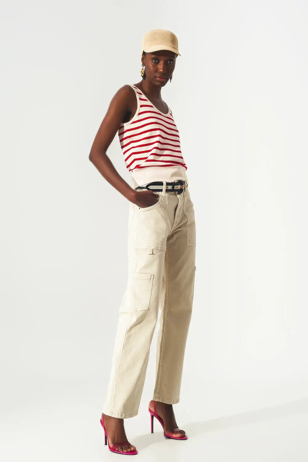 Cargo pants in beige - Colored Jeans