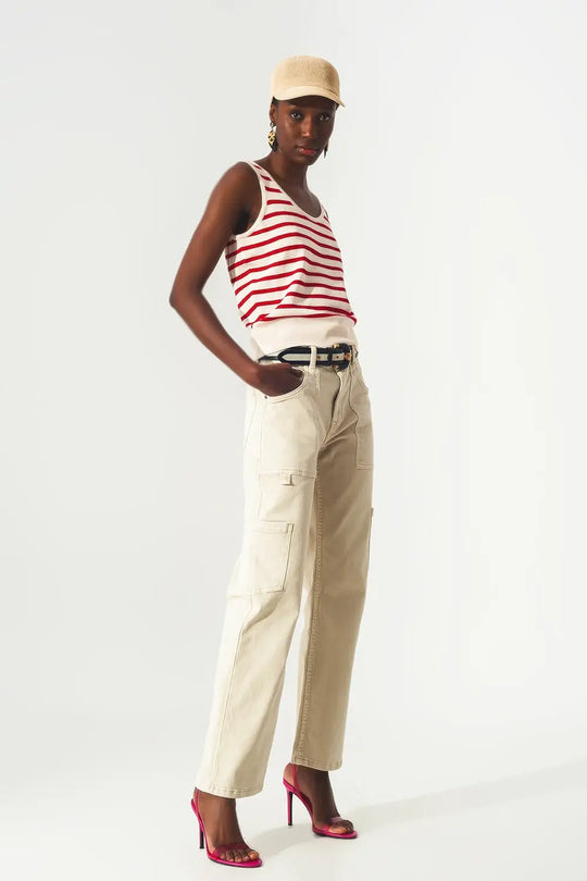 Cargo pants in beige - Colored Jeans
