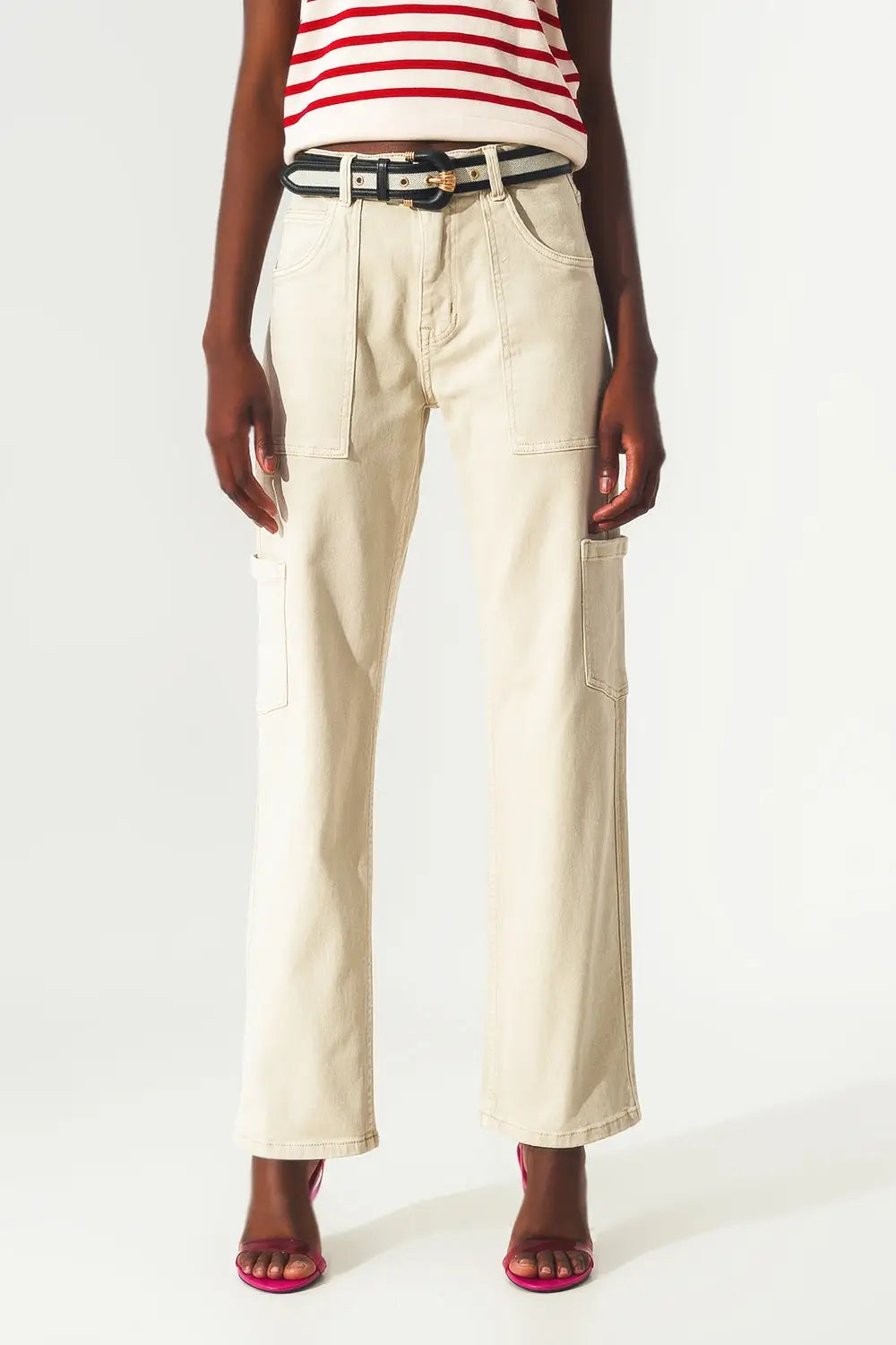 Cargo pants in beige - Colored Jeans