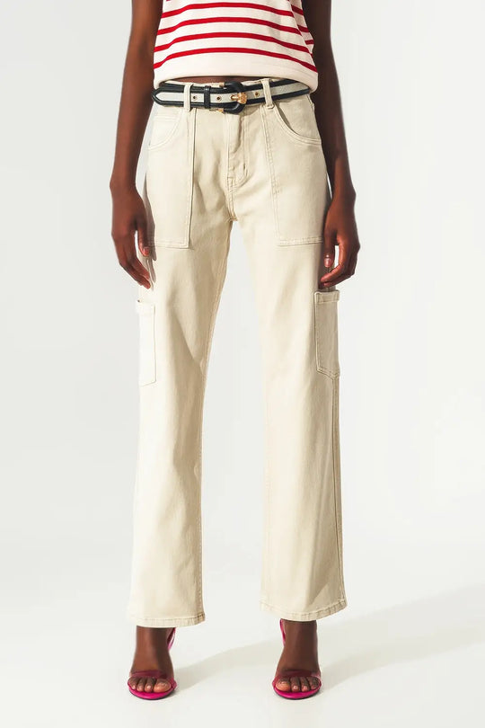 Cargo pants in beige - Colored Jeans