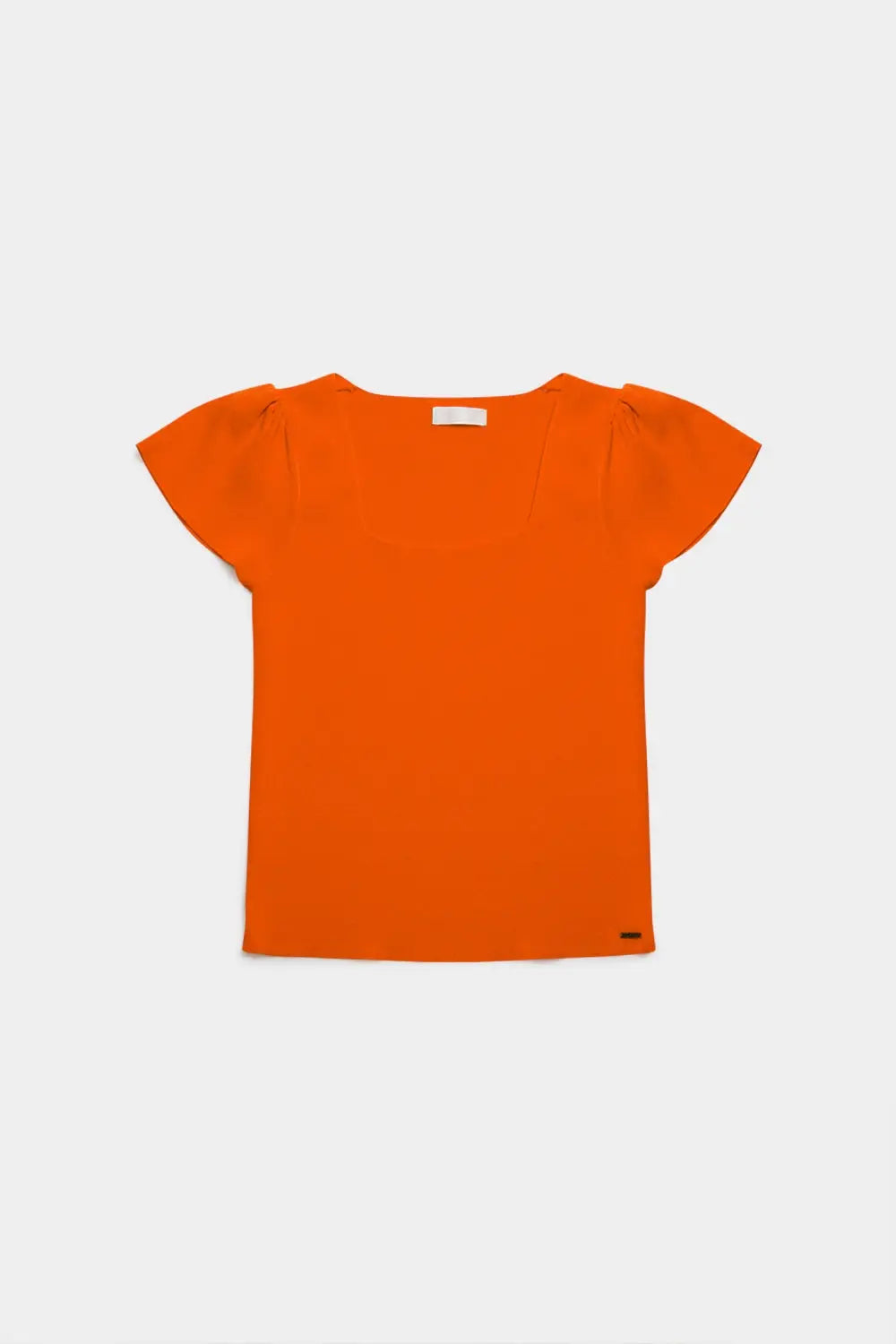 square neck puff sleeve sweater in orange - Sweaters