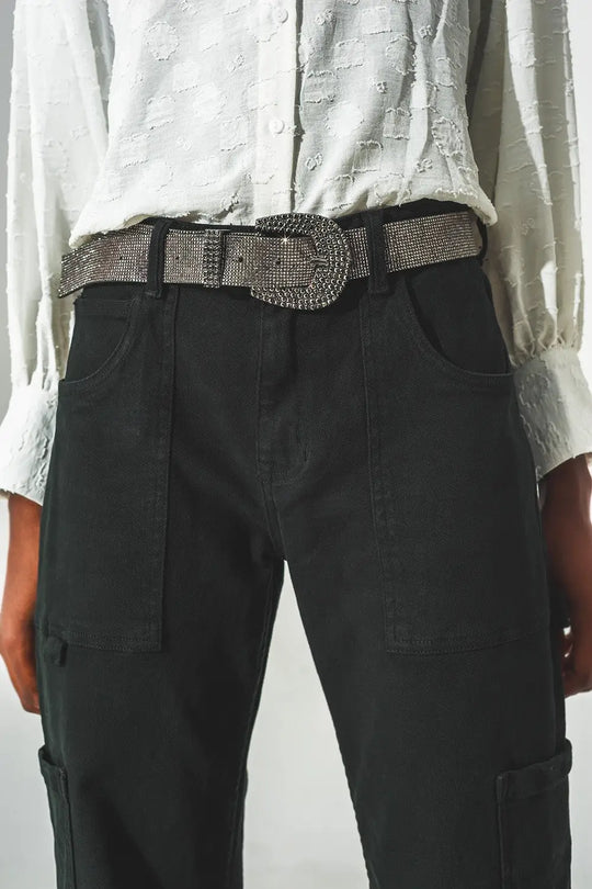 Straight Leg Cargo Pants in Black - Colored Jeans
