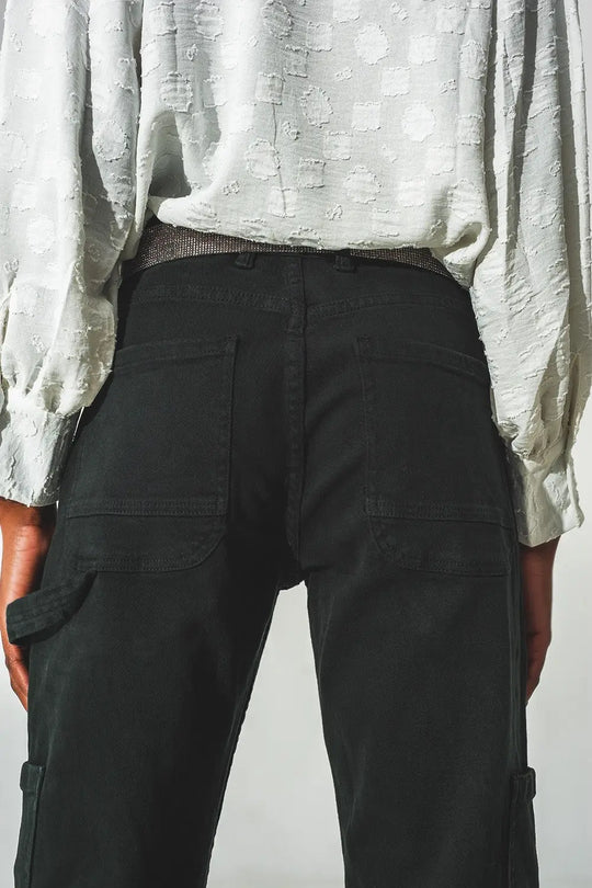 Straight Leg Cargo Pants in Black - Colored Jeans