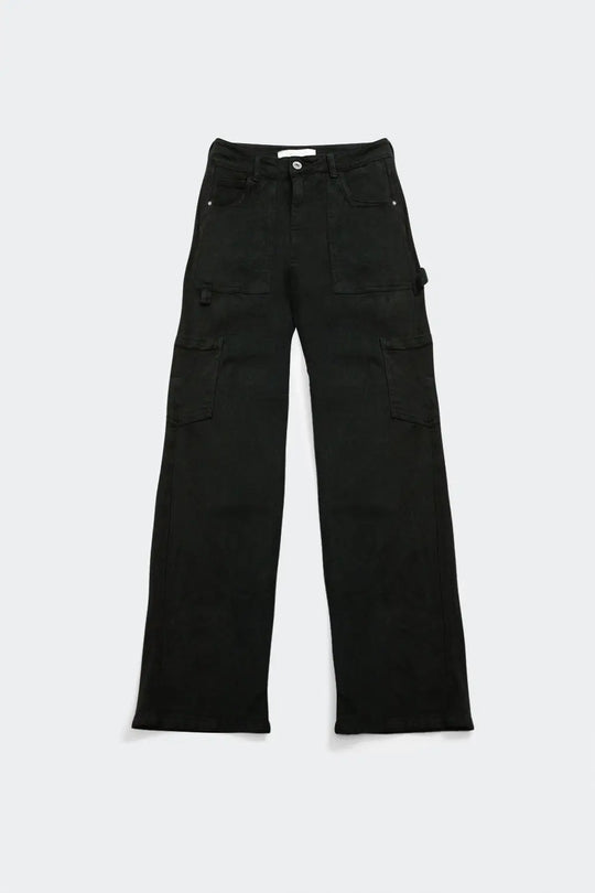 Straight Leg Cargo Pants in Black - Colored Jeans