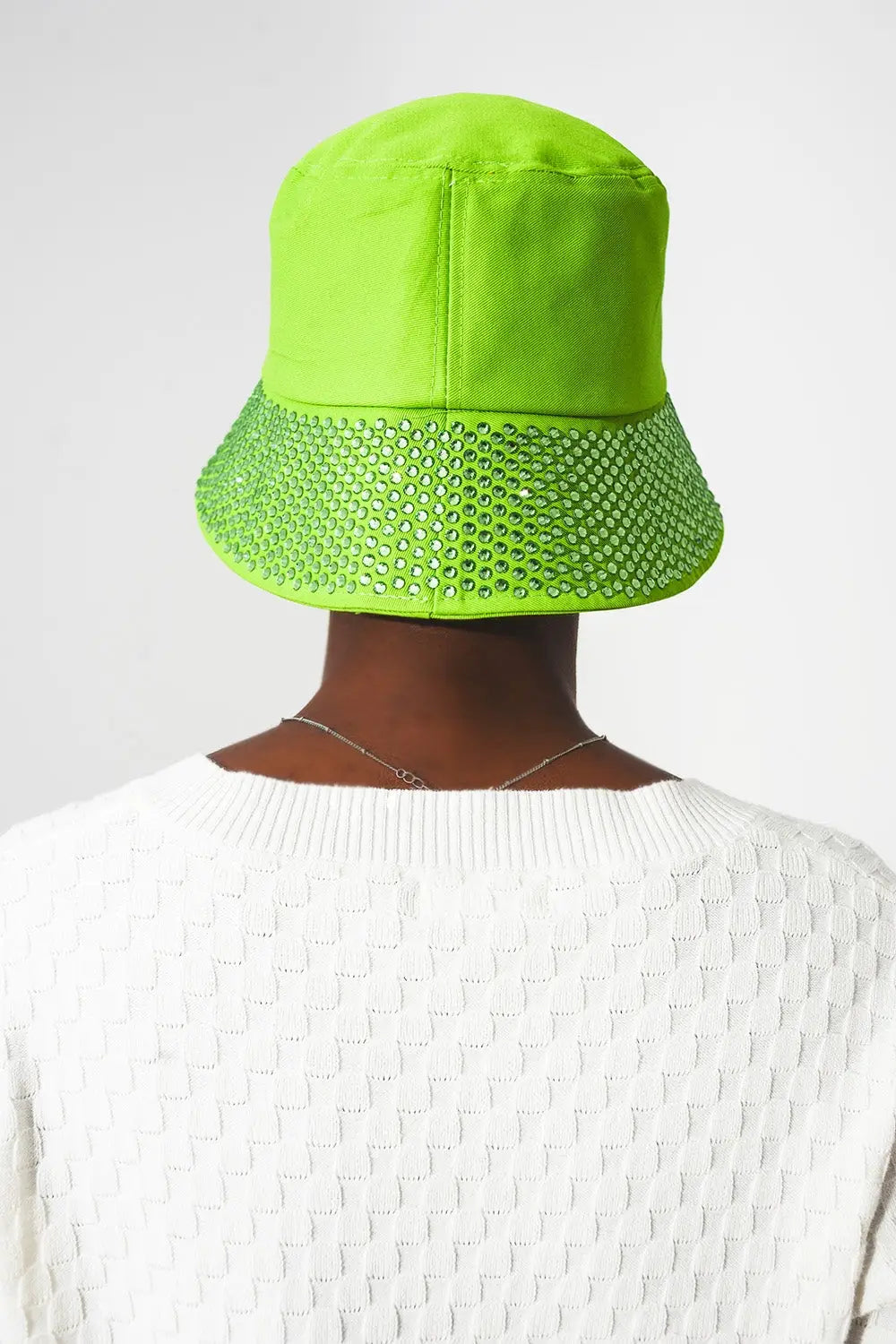 Strass Detail Bucket Hat in Green - GREEN / ONE - Hats