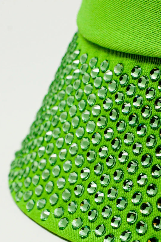 Strass Detail Bucket Hat in Green - GREEN / ONE - Hats