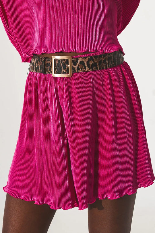 Pleated shorts in fuschia - Pants