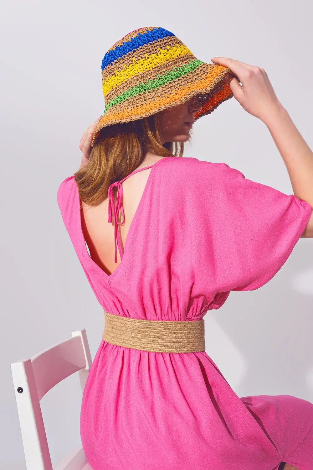 Kimono Sleeve Maxi Dress in Pink - Dresses