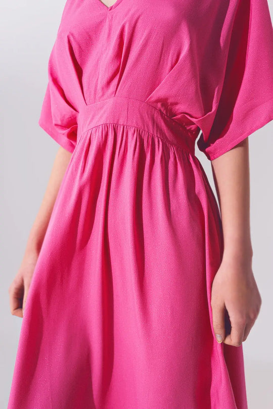 Kimono Sleeve Maxi Dress in Pink - Dresses