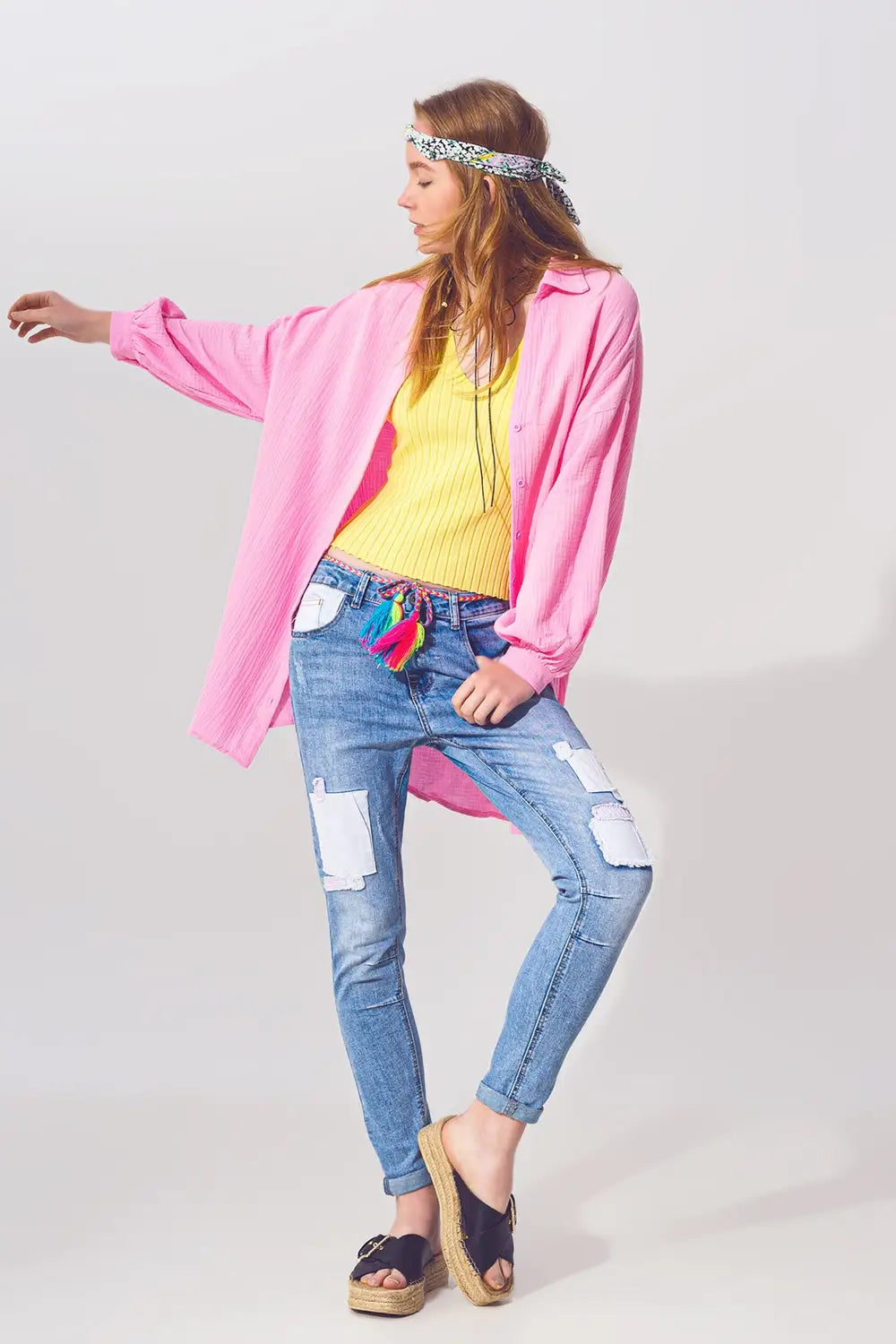 Textured Loose Fit Shirt in Pink - Shirts