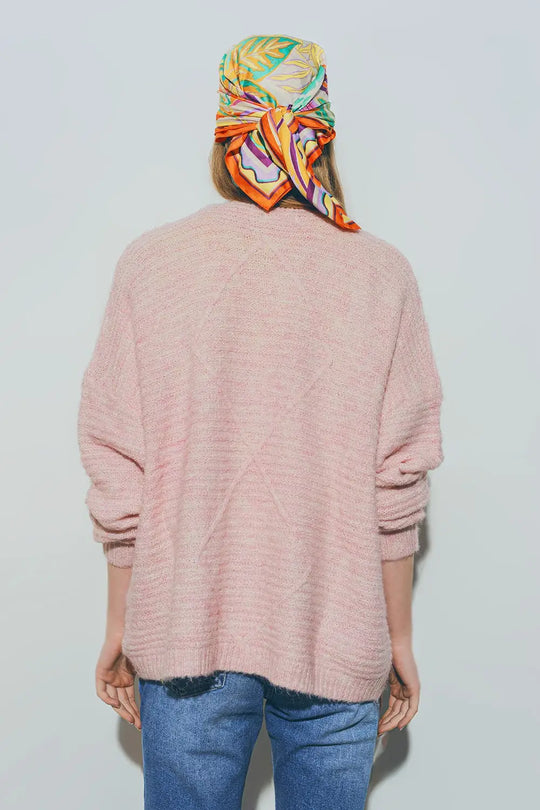 Knitted Cardigan in Pink - PINK / ONE - Cardigans