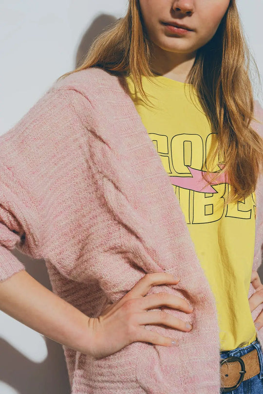 Knitted Cardigan in Pink - PINK / ONE - Cardigans